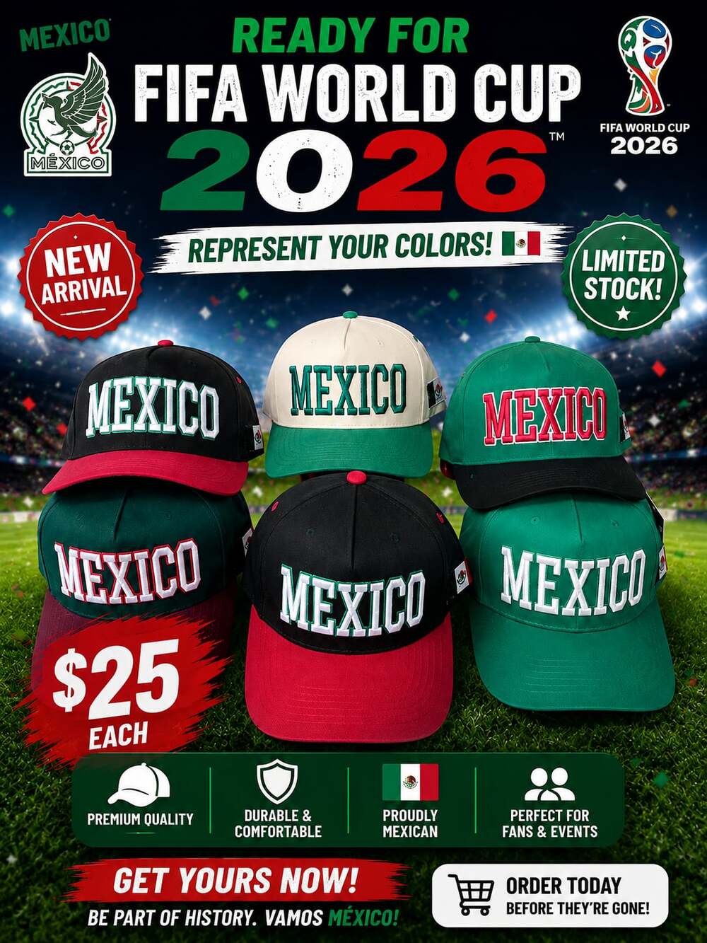Official FIFA World Cup 2026 Mexico National Team Snapback Hat